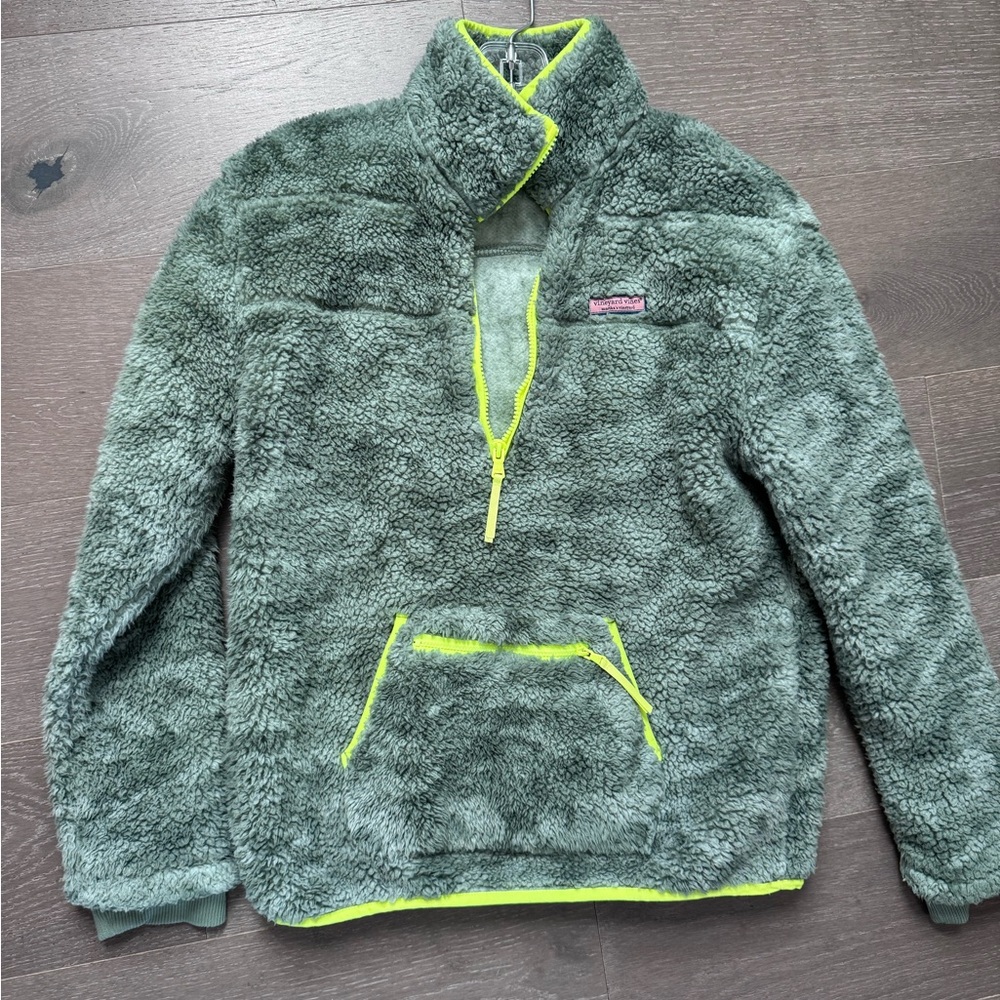 Vineyard Vines Camo Green Fleece Half Zip Pullover